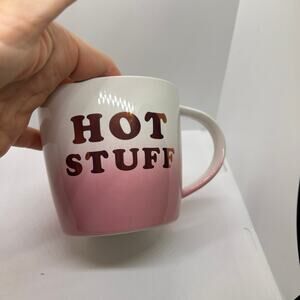 Hot Stuff Ceramic Coffee Mug Large Gold Print Pink White by Slant Collections